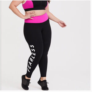 NWT Torrid Black & Pink "Fearless" Active Legging -  Torrid Size 0 = Large